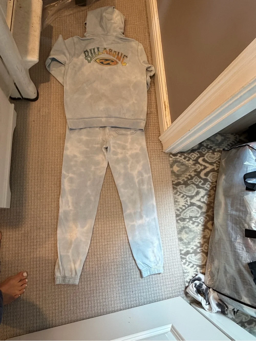 Billabong Light Blue & White Tie-Dye Hoodie & Jogger Set